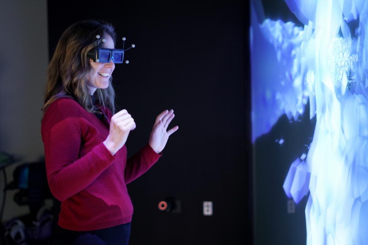 Scripps fellow wearing augmented reality goggles