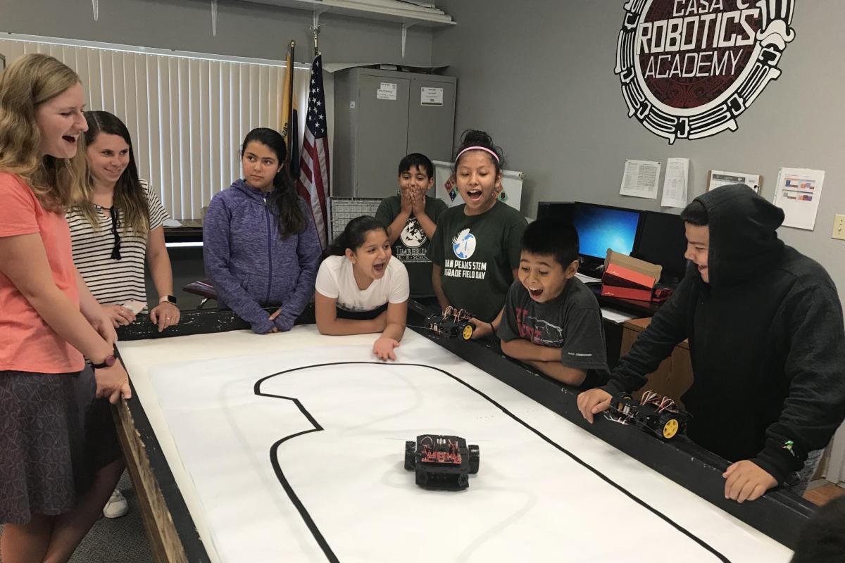 Students race robot