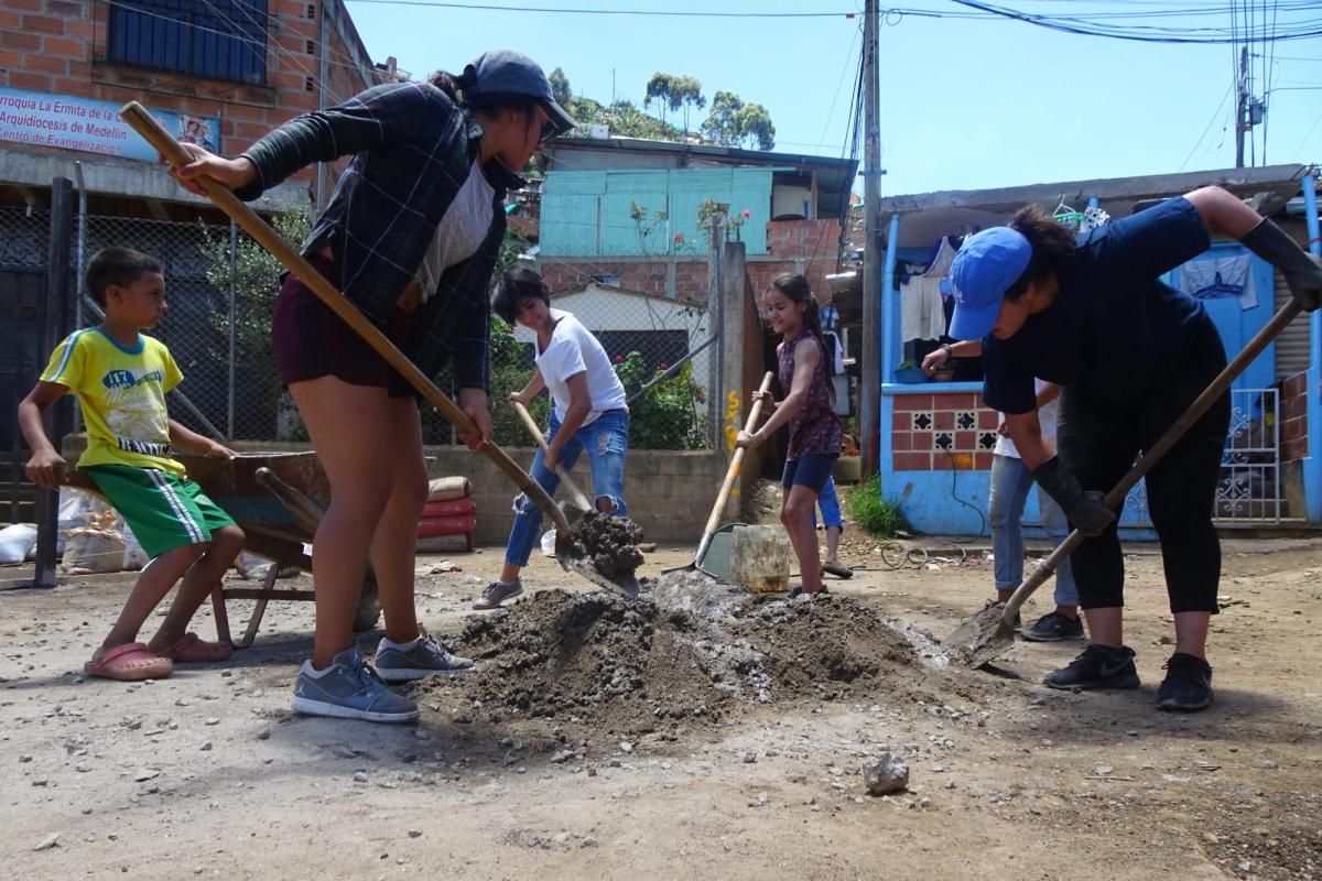 Work being done at a Colombian village