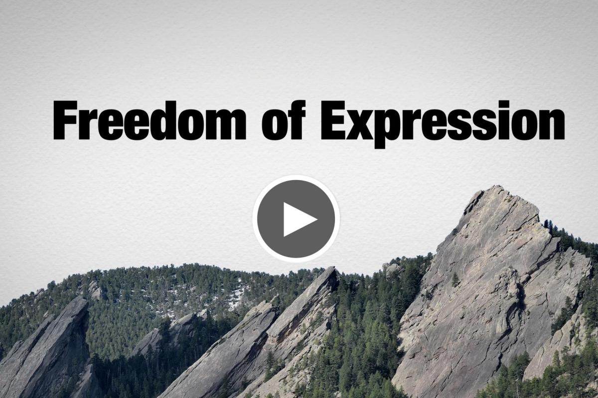 Freedom of Expression video still with play button