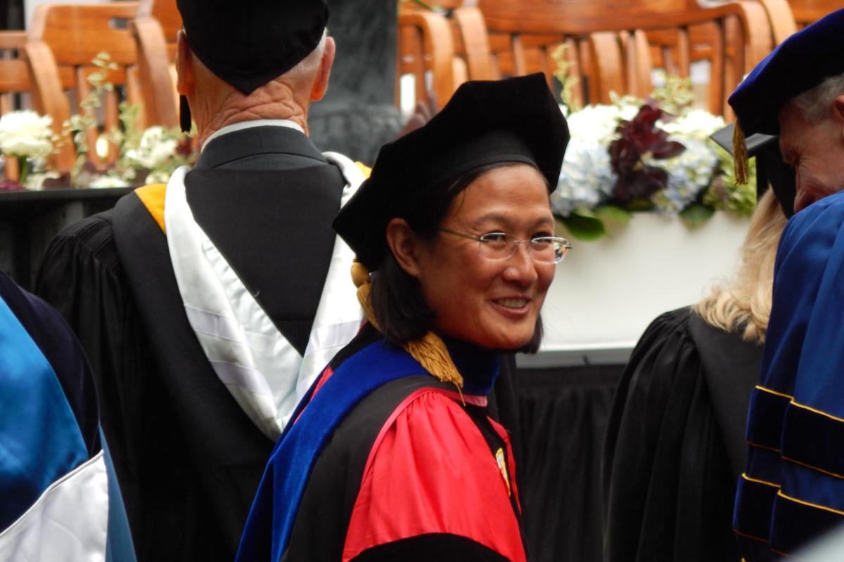 Jennifer Ho participating in the inauguration of Chancellor Carol Folt at UNC Chapel Hill in October 2014 (Photo provided)