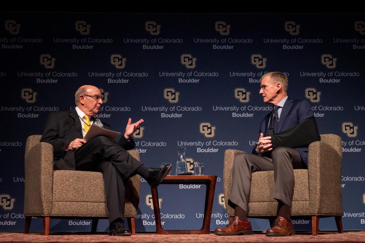 Chancellor Philip DiStefano interviews retired Gen. Stanley McChrystal