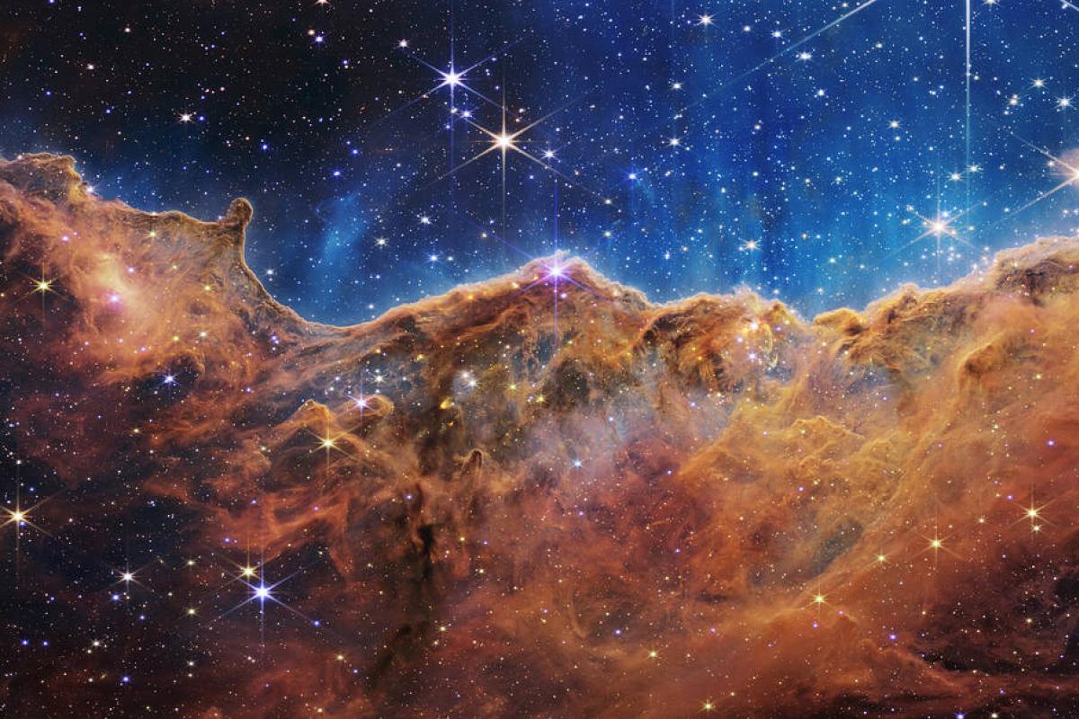 Image of clouds of interstellar gas and dust in the Carina Nebula