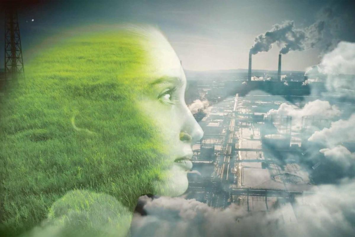 artist's depiction of climate change, sustainability, pollution