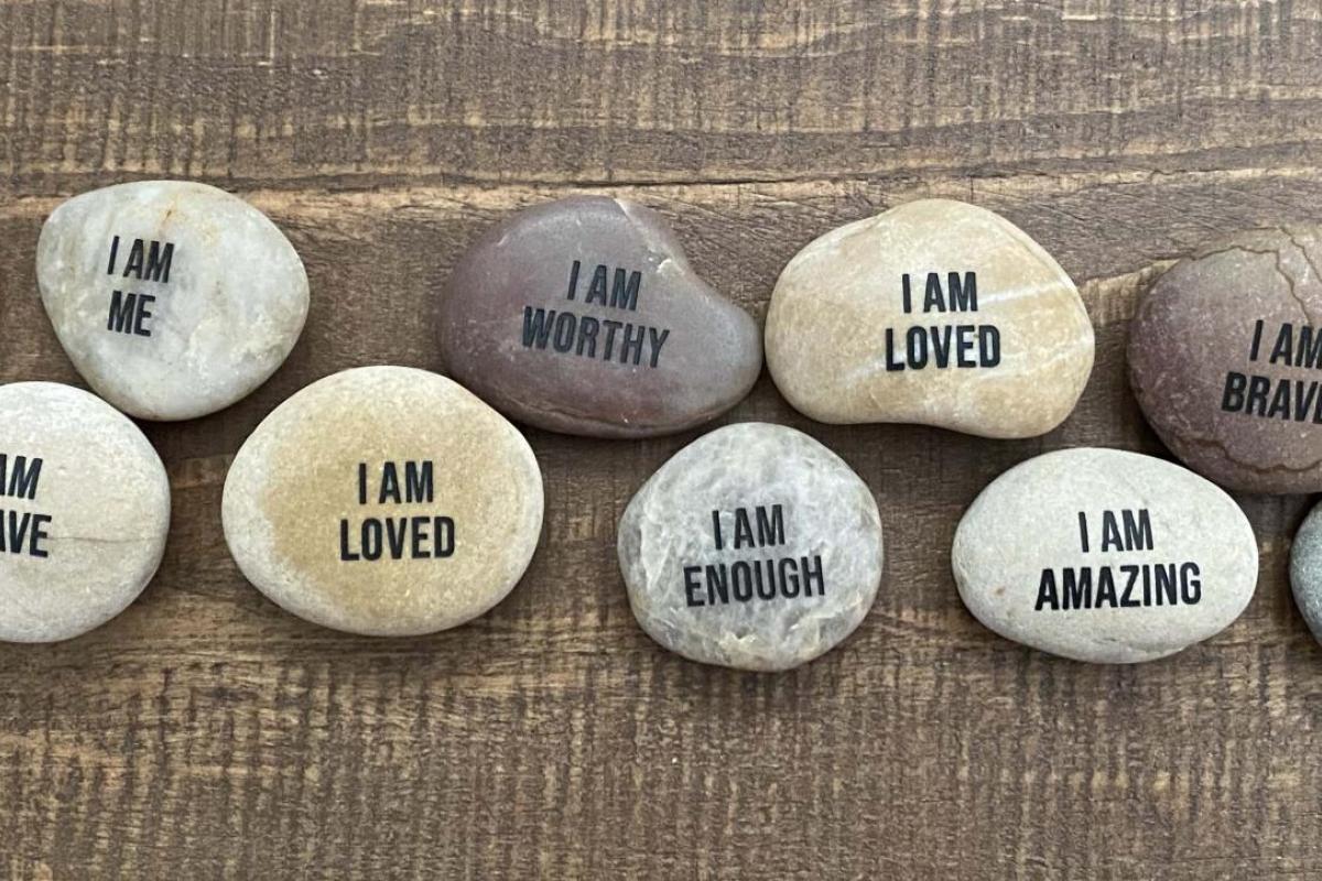 Stones with affirmations engraved on them