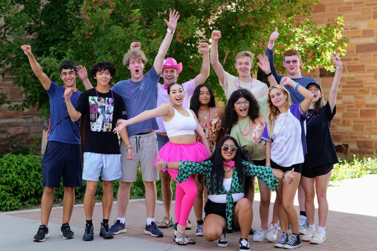 Diverse group of New Buffs celebrate during move-in
