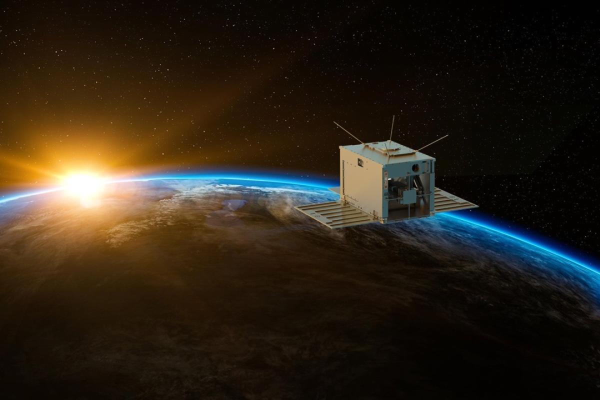 lllustration of small spacecraft orbiting Earth