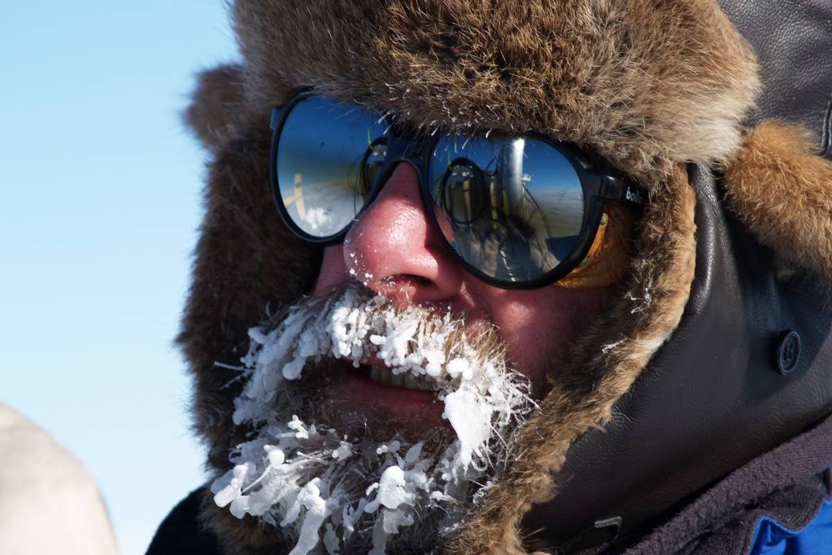 Konrad Steffen with ice covering his mustache
