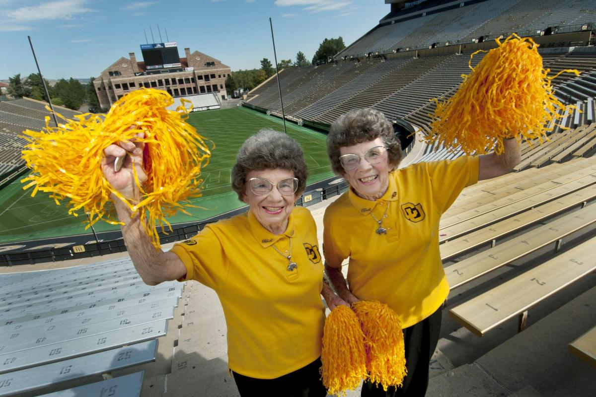 Twins Peggy Coppom, left, and Betty Hoover. (Photo by Glenn Asakawa/University of Colorado)