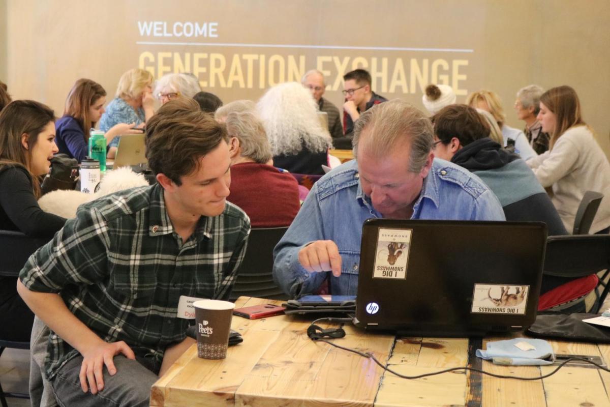 A student helping at Generation Exchange