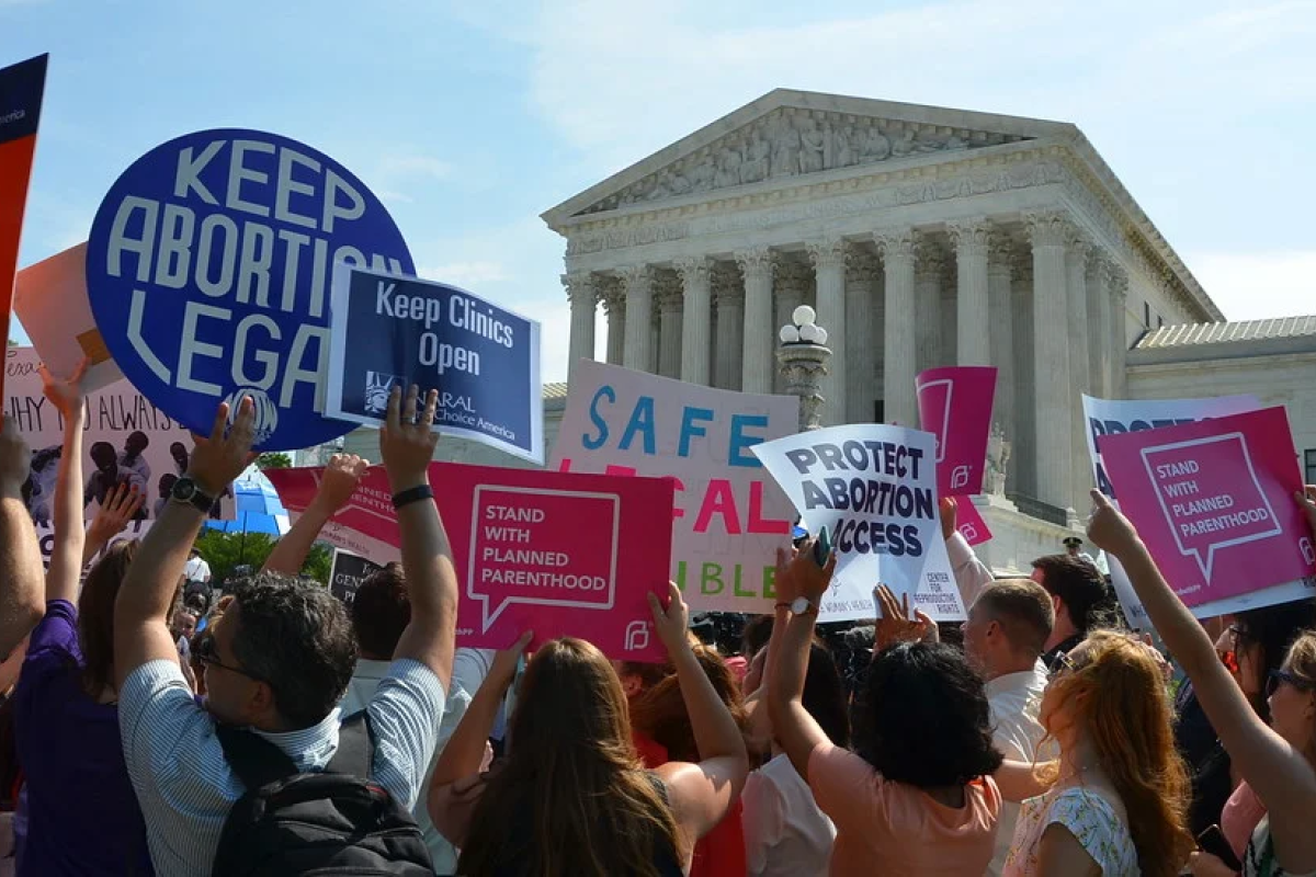 Protesters in front of the Supreme Court Building