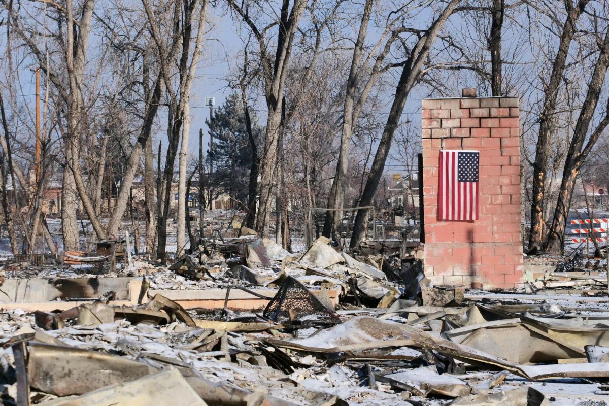 Wreckage of a home burned in the Marshall Fire