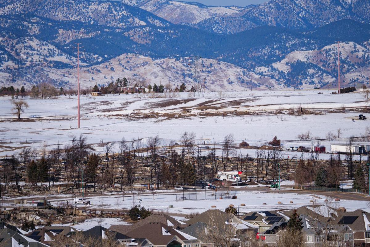 A view of a burned neighborhood in Superior