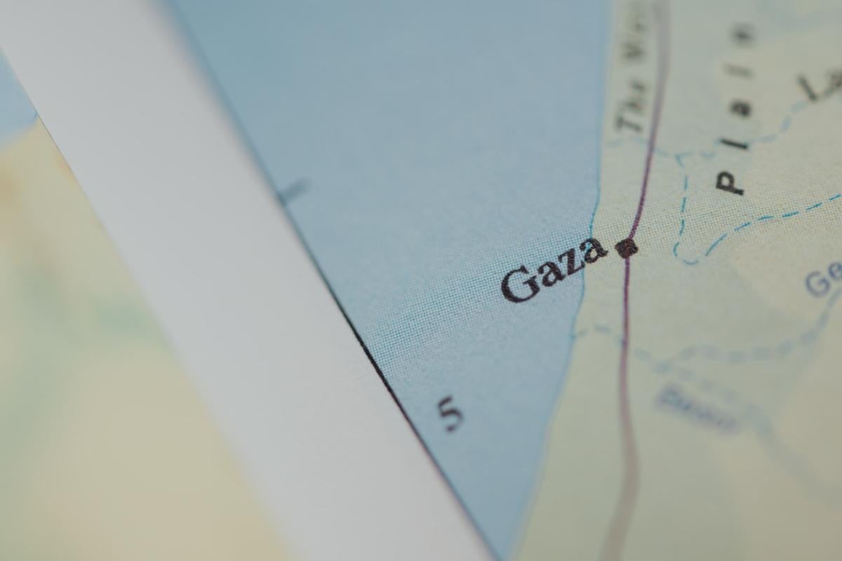 A closeup of a map showing the word Gaza. (Unsplash/CHUTTERSNAP)