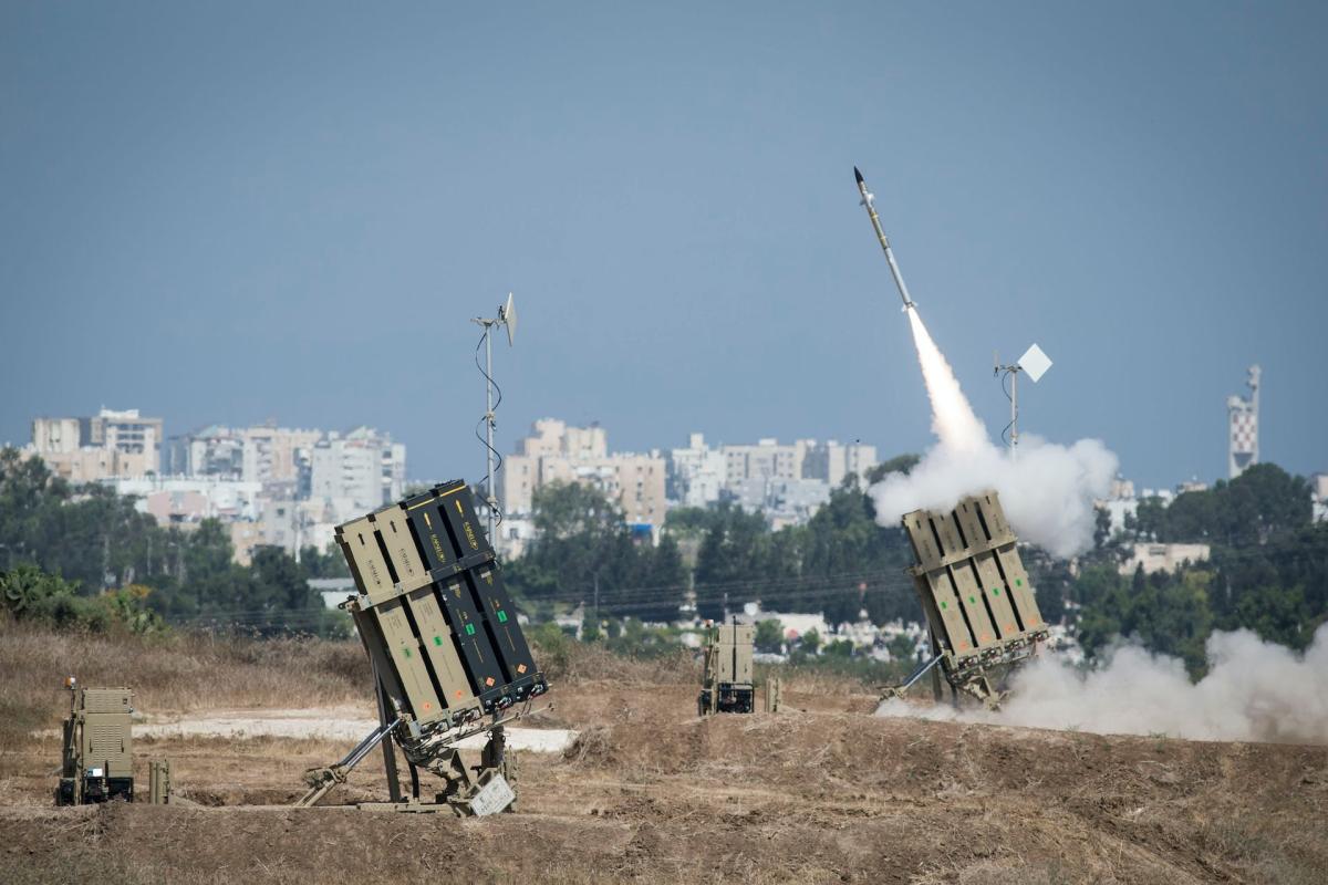 Israel’s Iron Dome air defense system launches interceptor missiles
