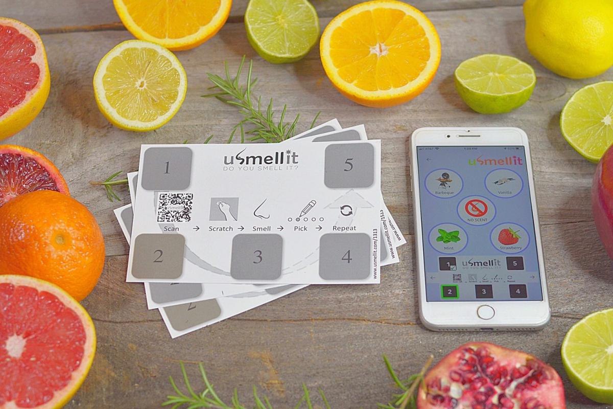 A photo of the usmellit scratch and sniff app