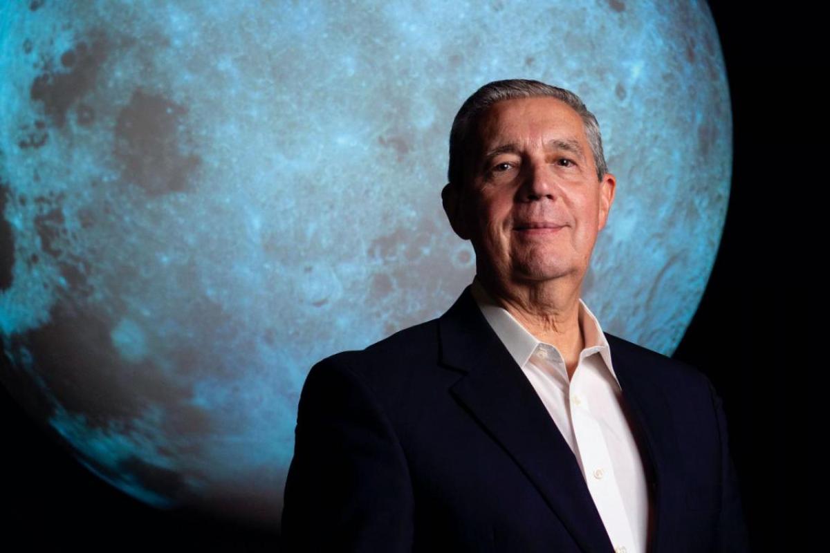 Jack Burns in front of the moon