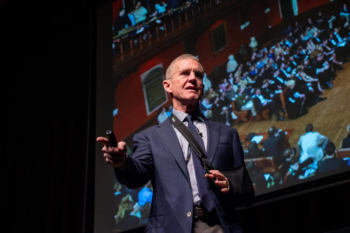 Stanley McChrystal speaks in Macky Auditorium