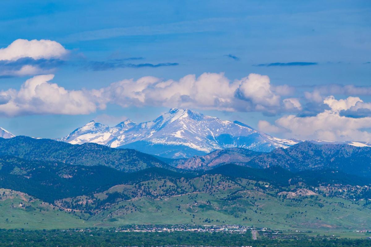View of mountain above city of Boulder