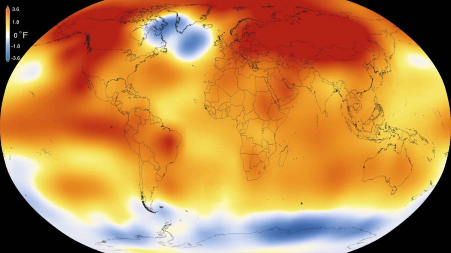 Map depicting Earth's climate change