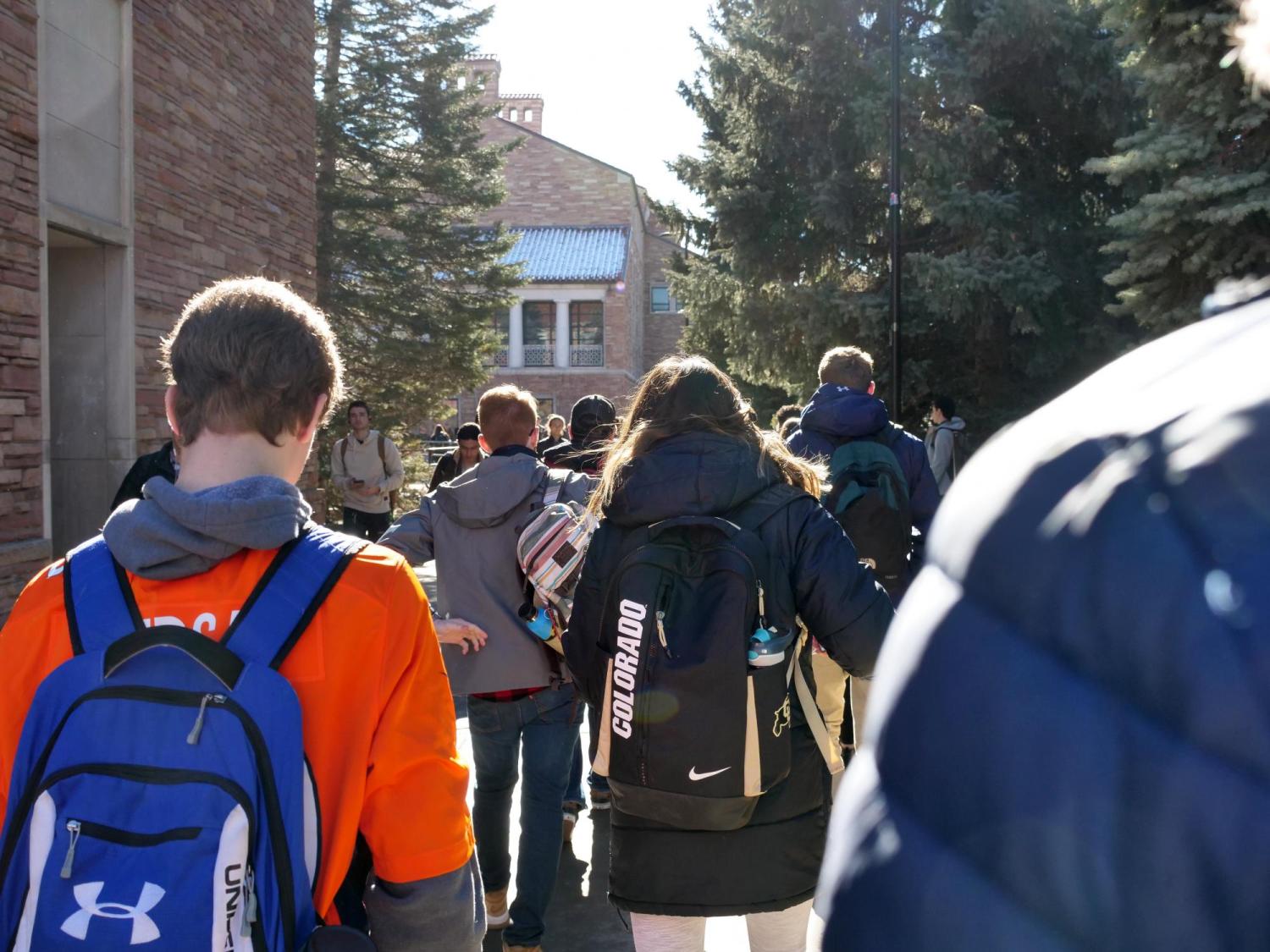 Students walking on campus