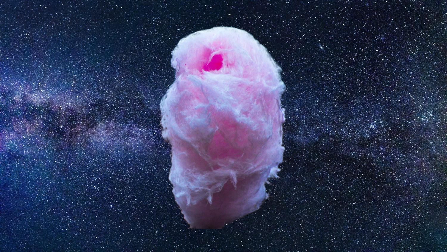 A ball of cotton candy floating in space