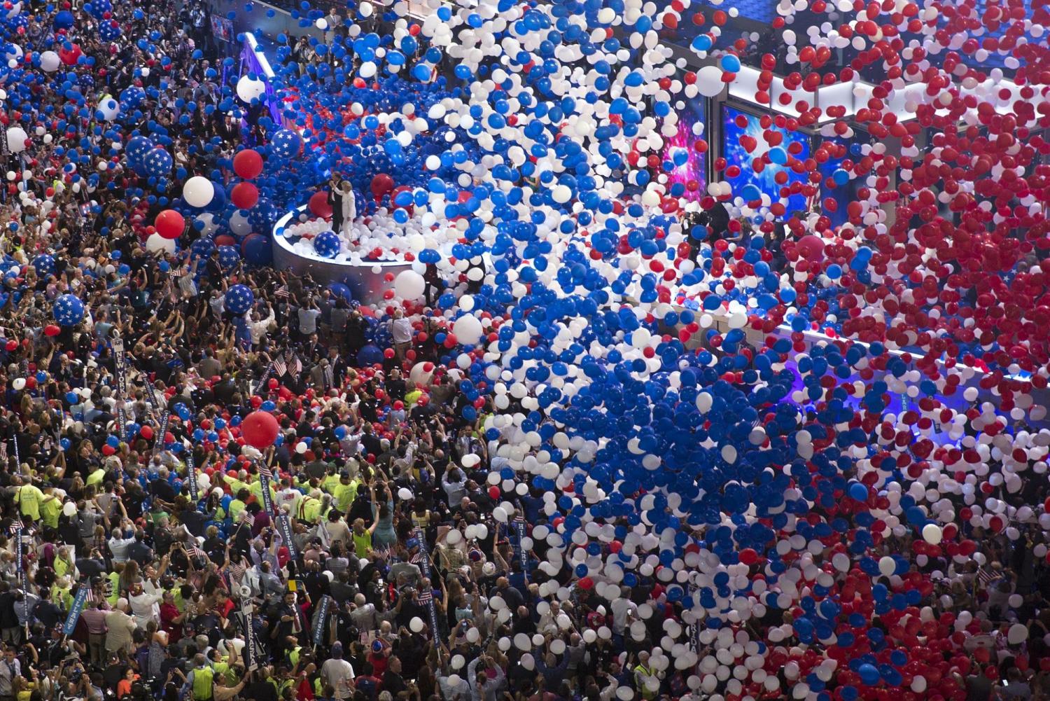 The balloon drop at the DNC Convention in 2016