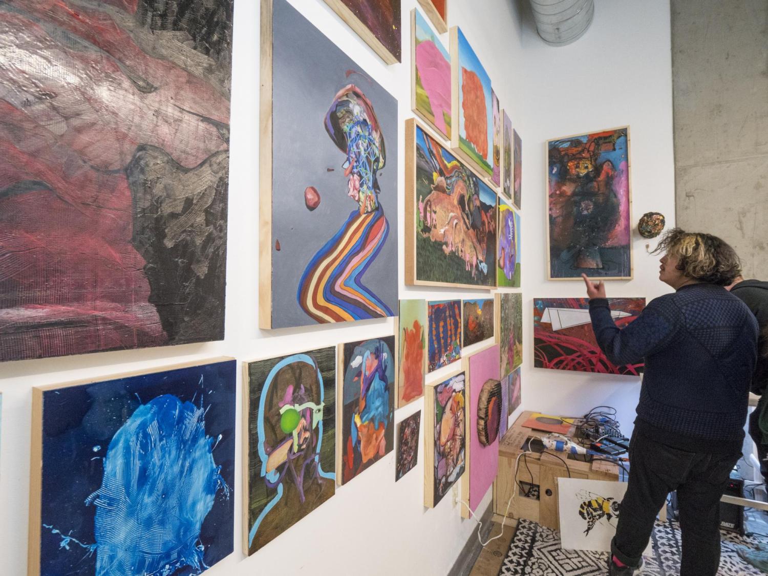 Students showcase their art at open studios. Photo by Glenn Asakawa.