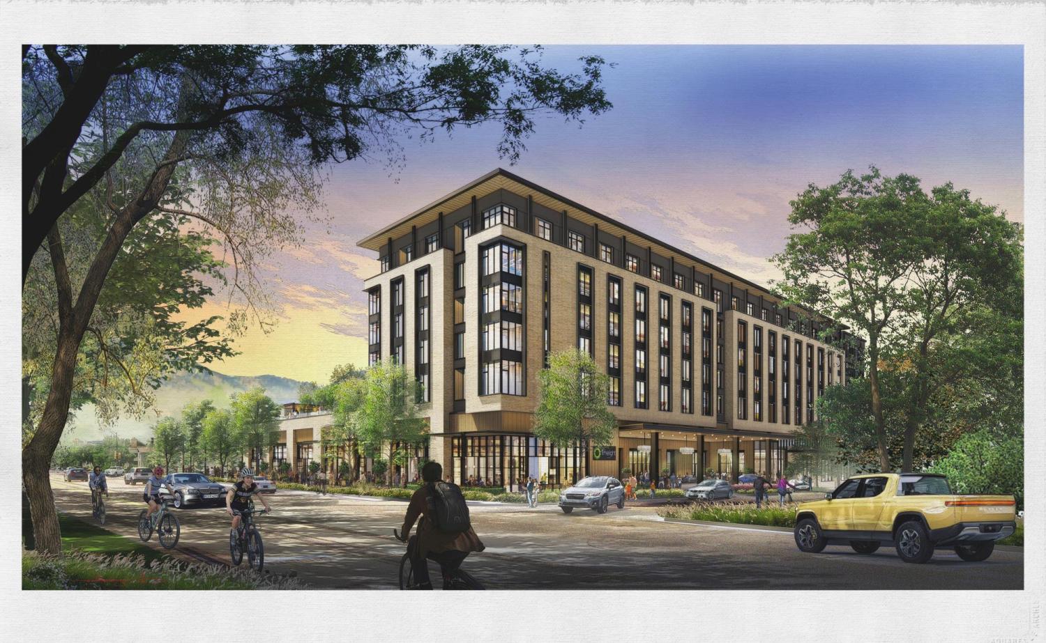 Artist rendering of new on-campus conference center hotel