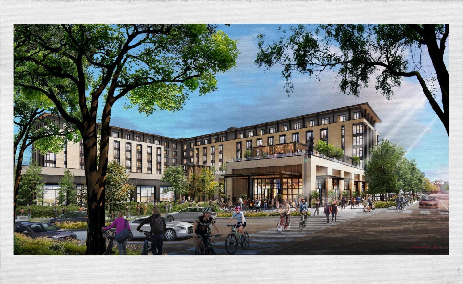 Artist rendering of new on-campus conference center hotel