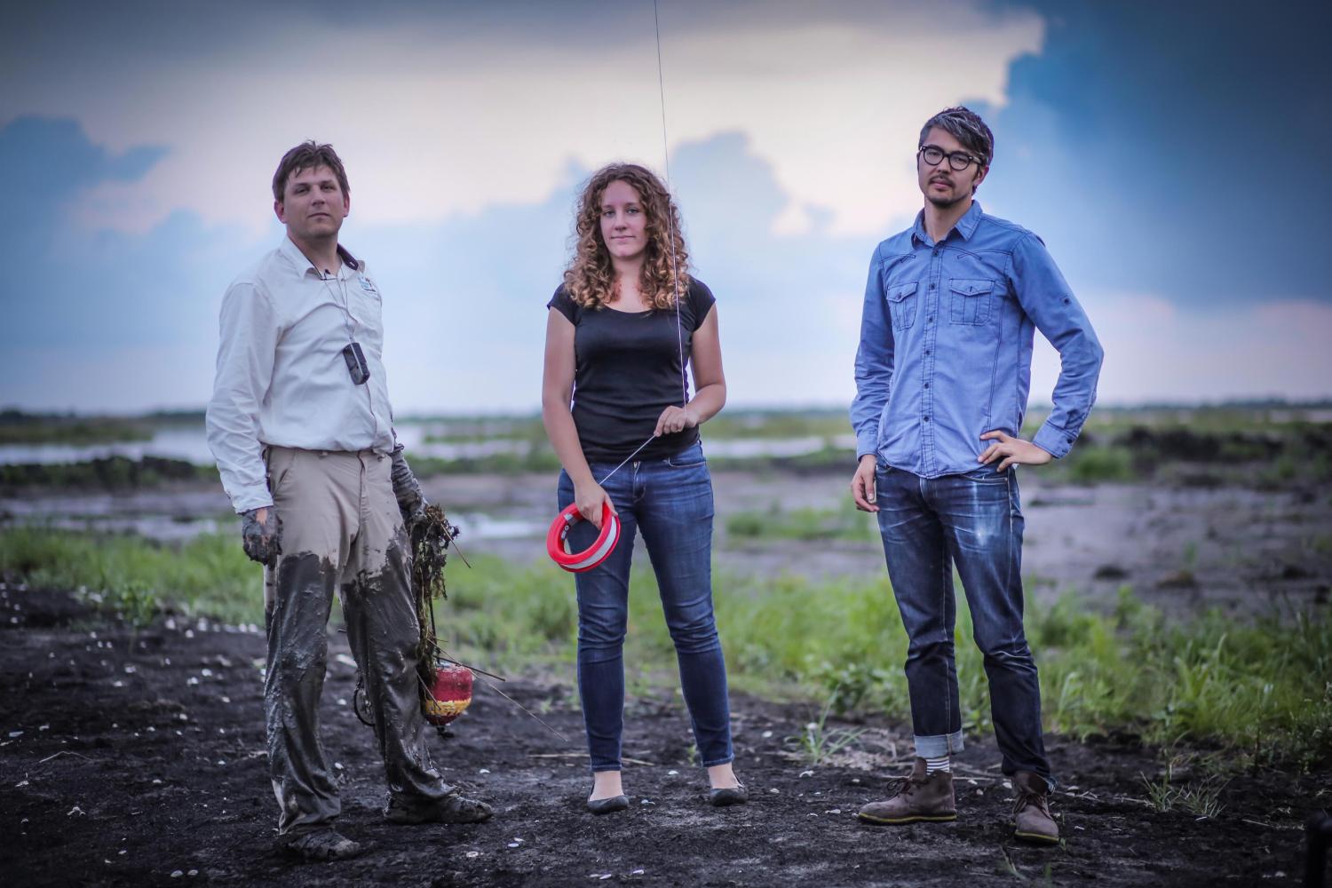 Scott Eustis (left), Shannon Dosemagen and Jeff Warren were part of the Public Lab response to the “Deepwater Horizon” disaster, using low-cost cameras, kites and balloons to document the BP oil spill.