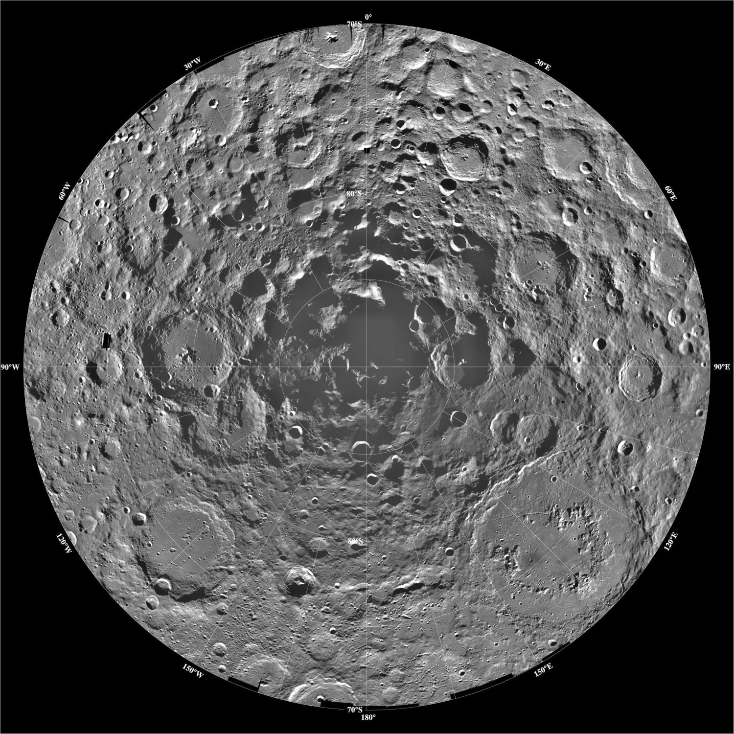 Map of the moon's south pole