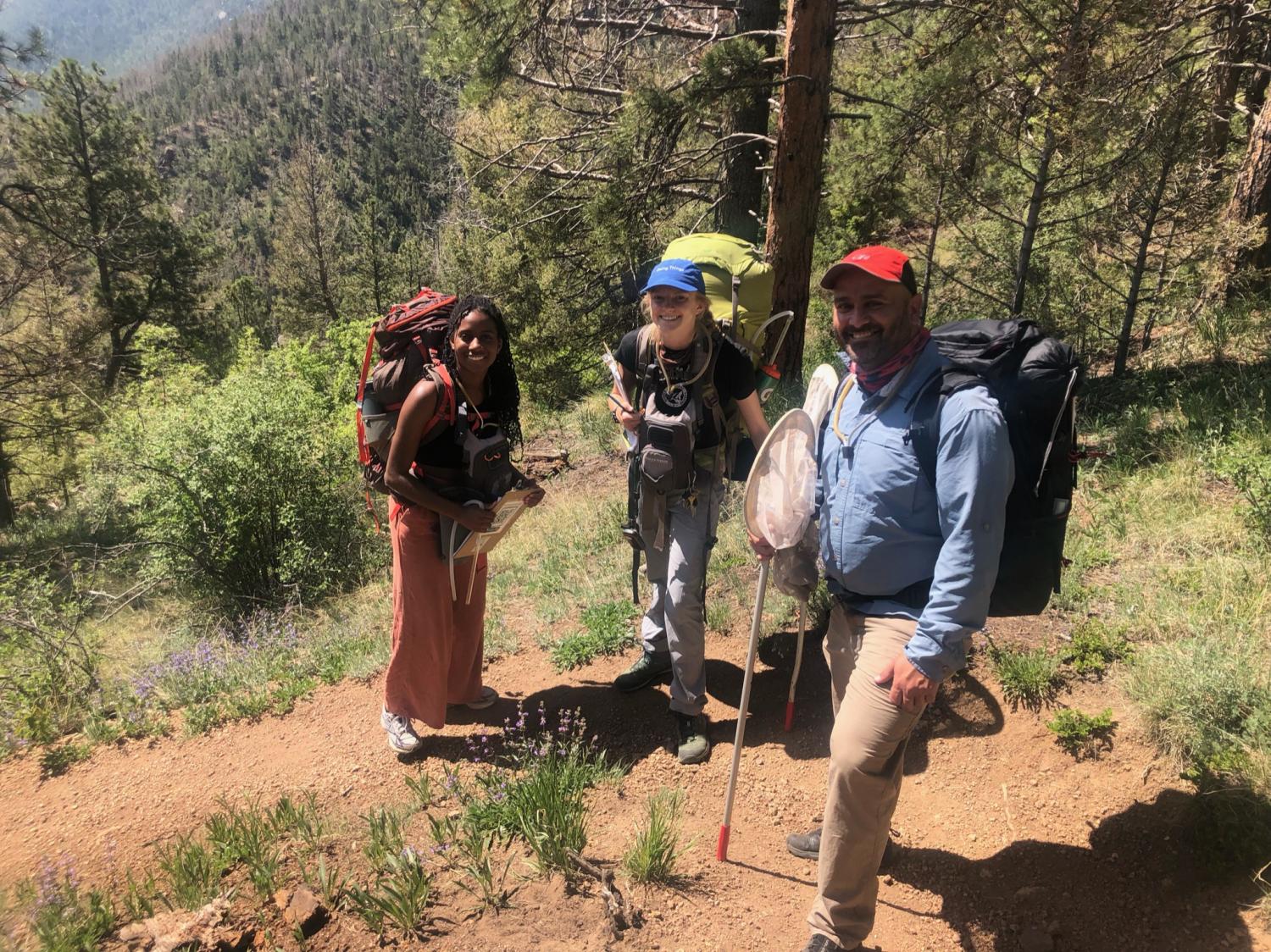 Julian Resasco and his two students on Pikes Peak