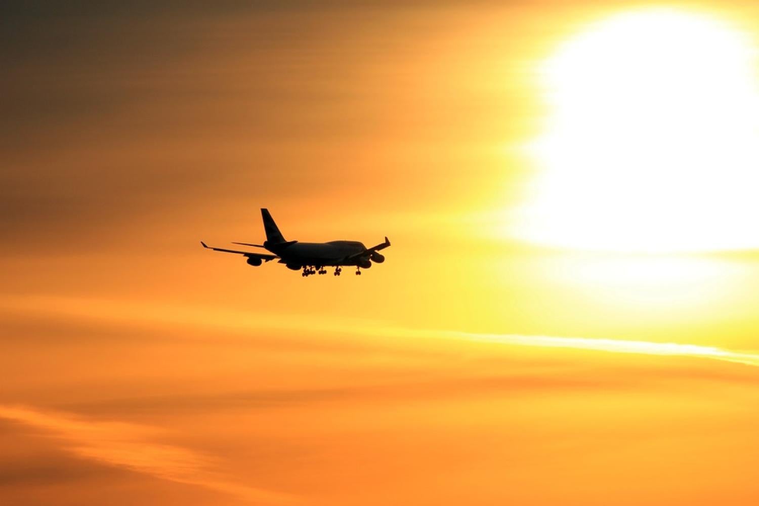A passenger jet aloft