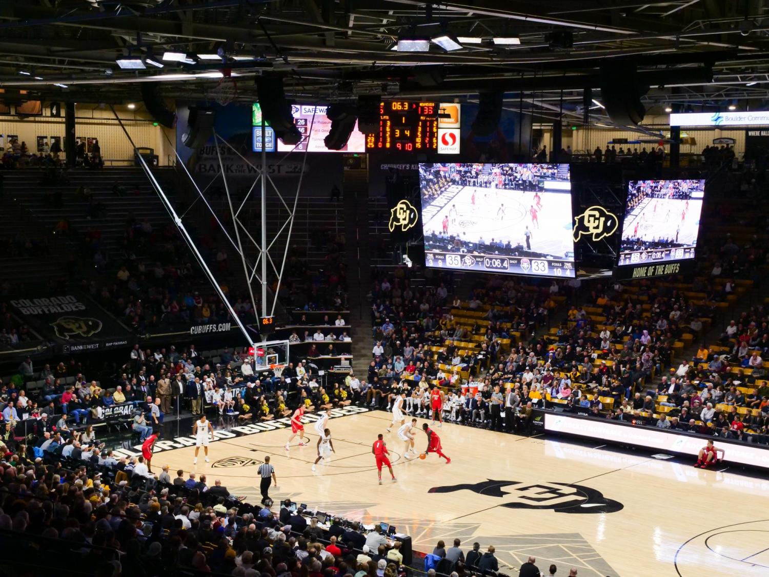 Men's basketball team on the court
