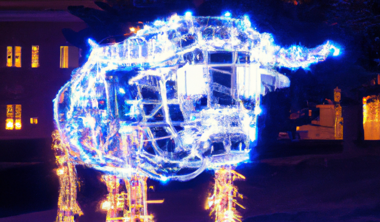 Glowing buffalo statue