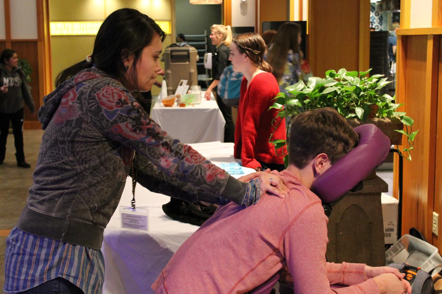 Student receiving massage