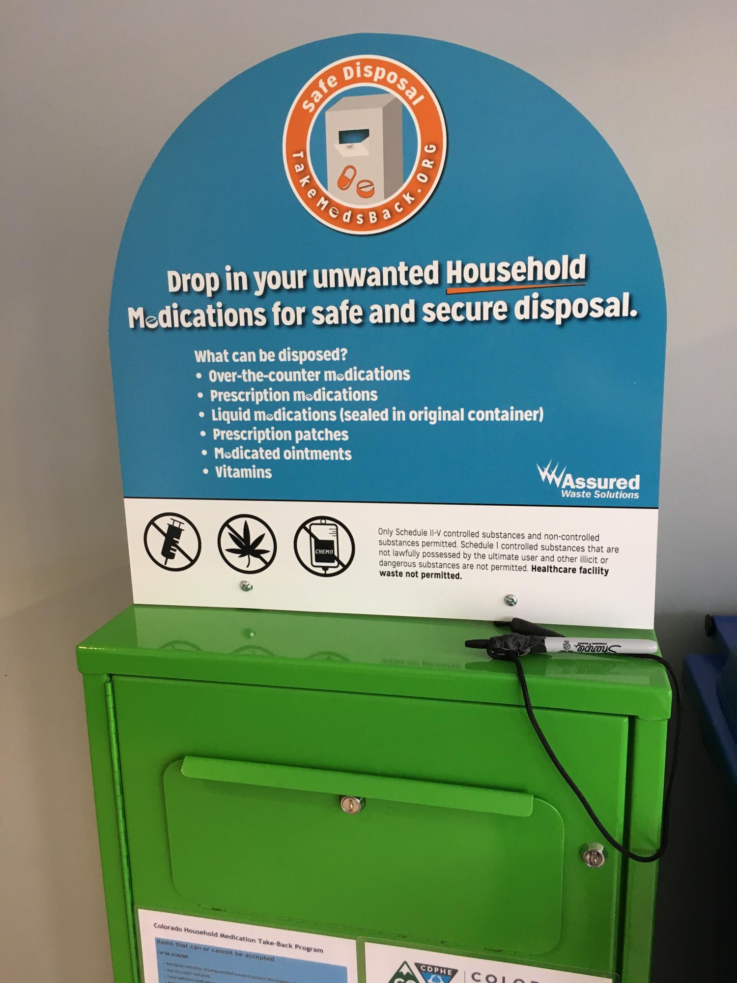 Unwanted household medication disposal unit.