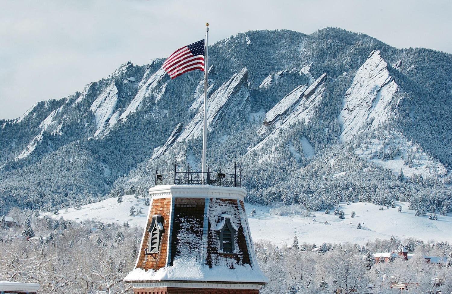 Old Main on the CU Boulder Campus in winter