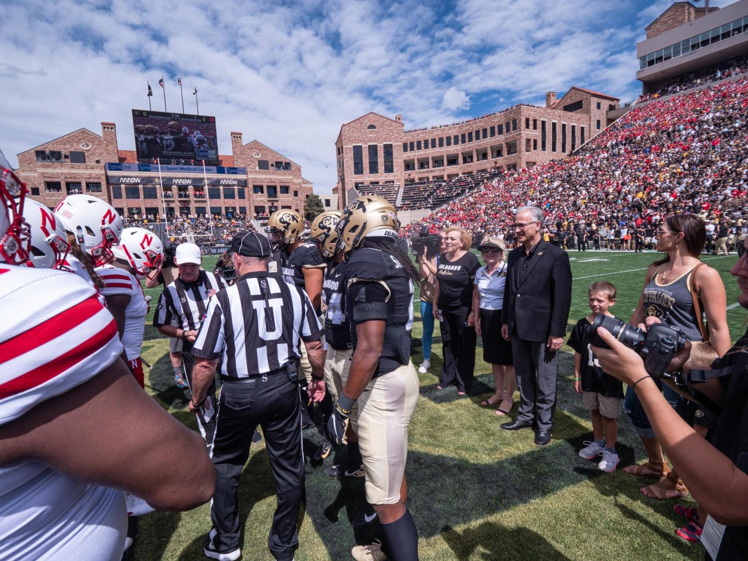 sidelines of the CU-Nebraska football game