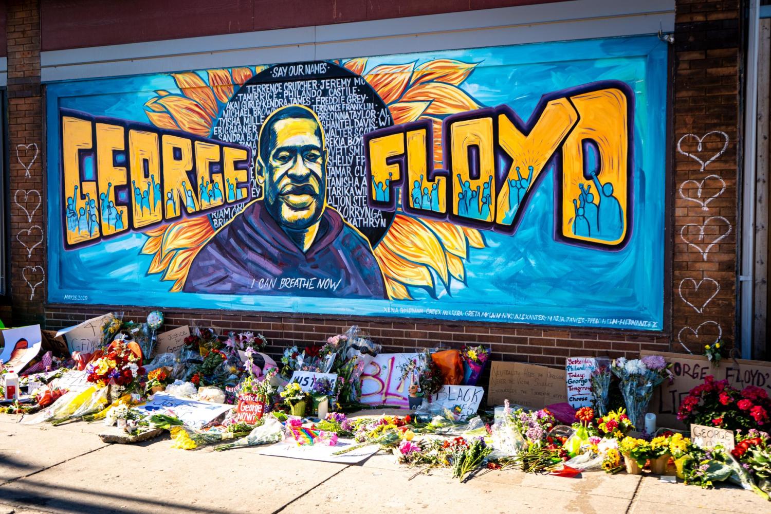 A mural at a memorial site for George Floyd.