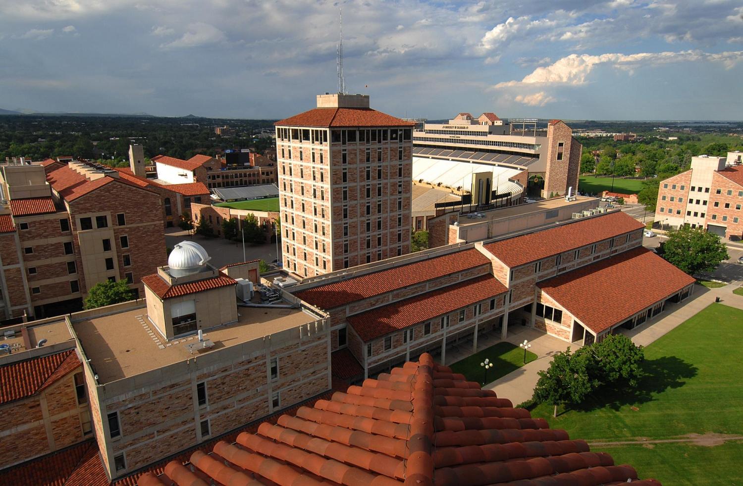 Aerial view of the CU Boulder campus