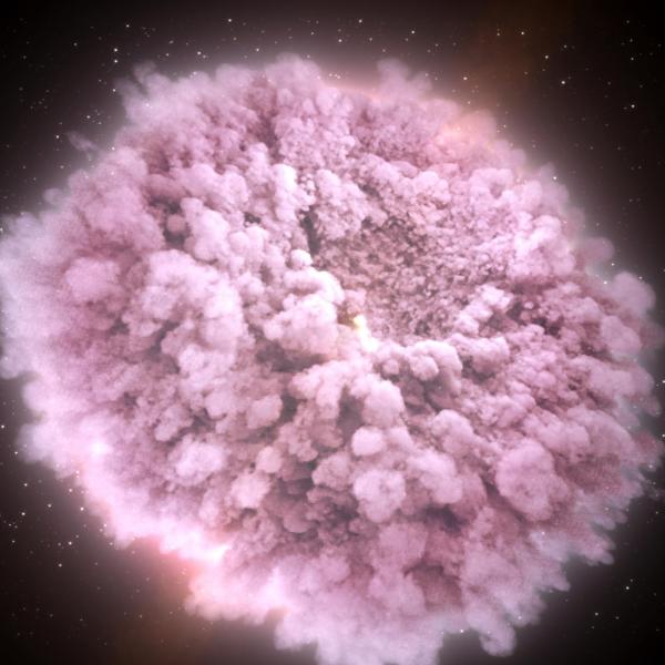 Illustration of two neutron stars just before colliding (image courtesy of NASA)