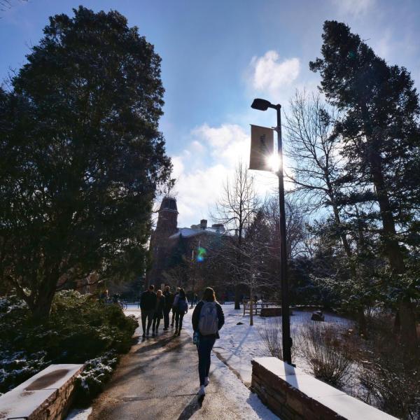 Bluebird skies over Varsity Bridge on Friday. Photo by Glenn Asakawa.