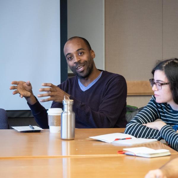 Graduate Students of Color Listening Session with Hillary Steinberg and Juan Garcia Oyevides, United Government of Graduate Students (UGGS). Photo by Glenn Asakawa.