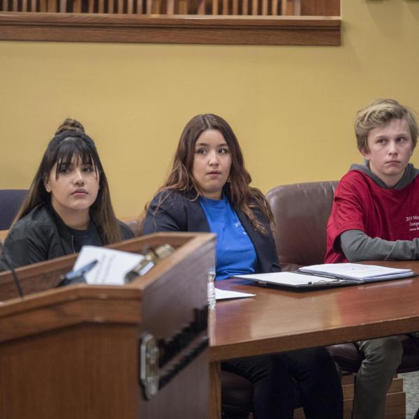 Metro area high school students participate in the final round of the 2018 Moot Court competition. Photo by Glenn Asakawa.