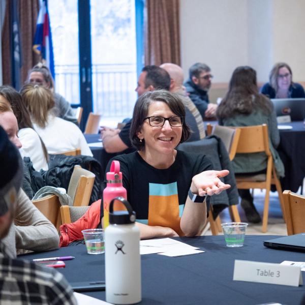 Participants gather and collaborate during a session titled “Students Unplugged: Communicating Effectively and Authentically” at the CU Boulder 2020 Spring Diversity Summit. (Photo by Glenn Asakawa/University of Colorado)