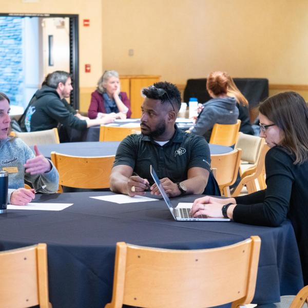 Faculty members discuss points on the session titled “Finding the ‘Us’ in Inclusion: What Do You Need to Be an Inclusive Educator?” at the CU Boulder 2020 Spring Diversity Summit. (Photo by Glenn Asakawa/University of Colorado)