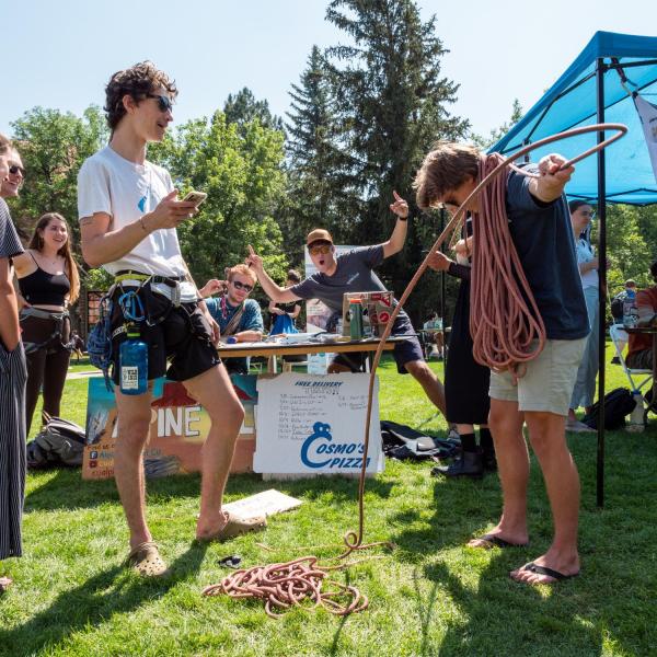 Students explore what CU Boulder has to offer at the 2021 Be Involved Fair in the Norlin Quad. (Photo by Patrick Campbell/University of Colorado)