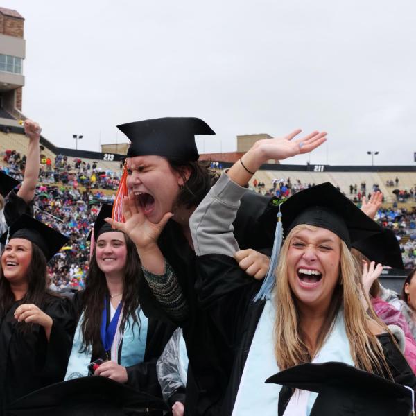 School of Education students cheer during Commencement 2023.